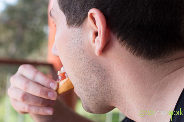 Clint eating Bruschetta