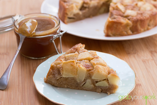 French Apple Cake with Caramel Sauce