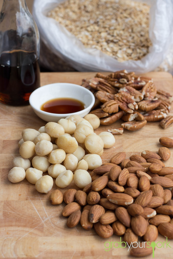 Maple Mixed Nut Granola Ingredients