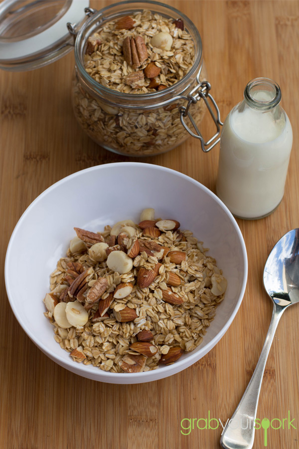 Maple Mixed Nut Granola with Milk