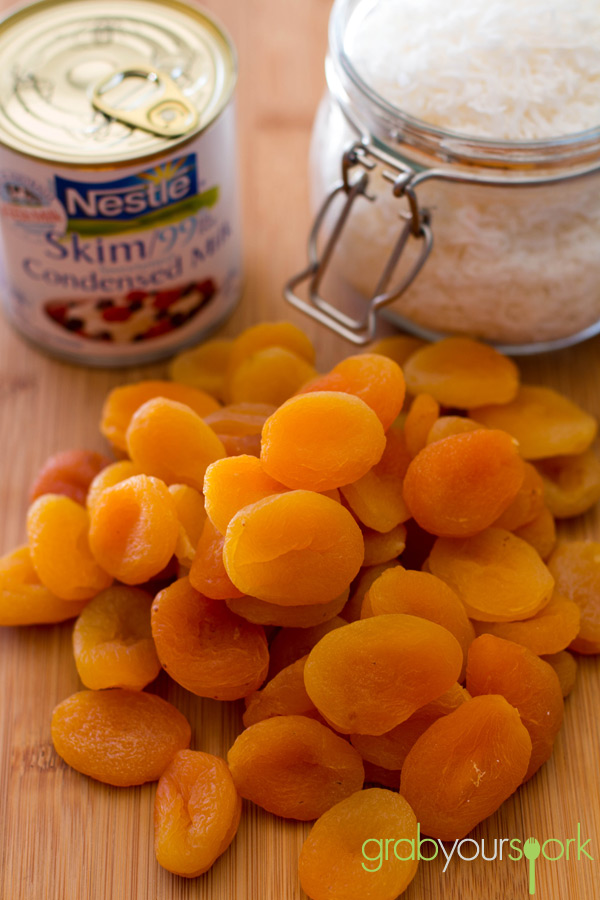 Apricot and coconut balls ingredients