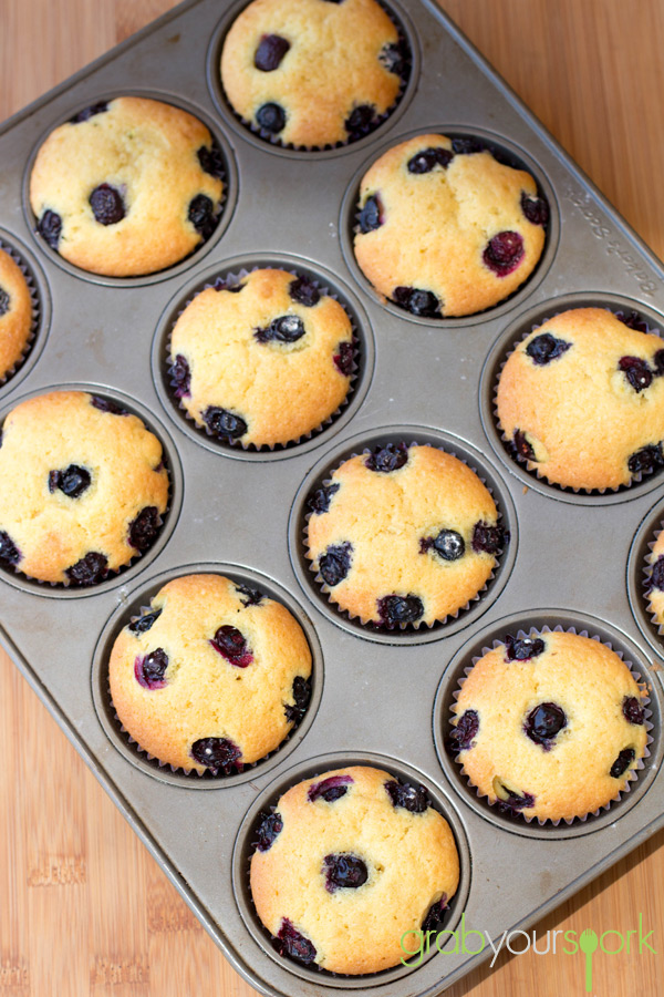 Tray of Blueberry and Lemon Cupcakes