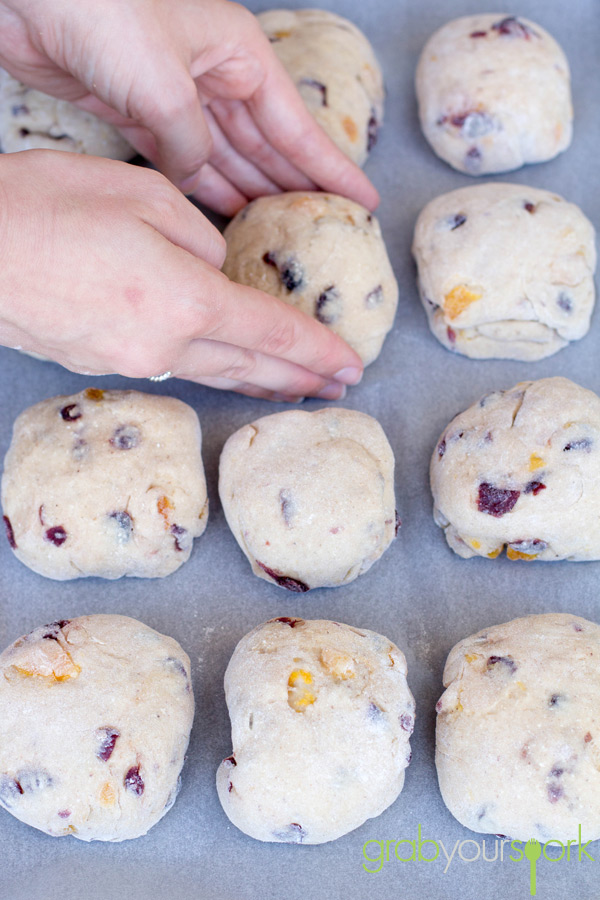 Cranberry and Apricot Hot Cross Buns