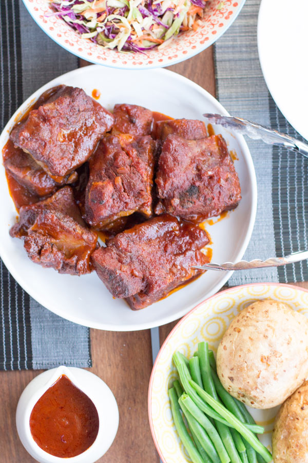 Slow Cooker BBQ Beef Short Ribs - Grab Your Spork | grabyourspork.com