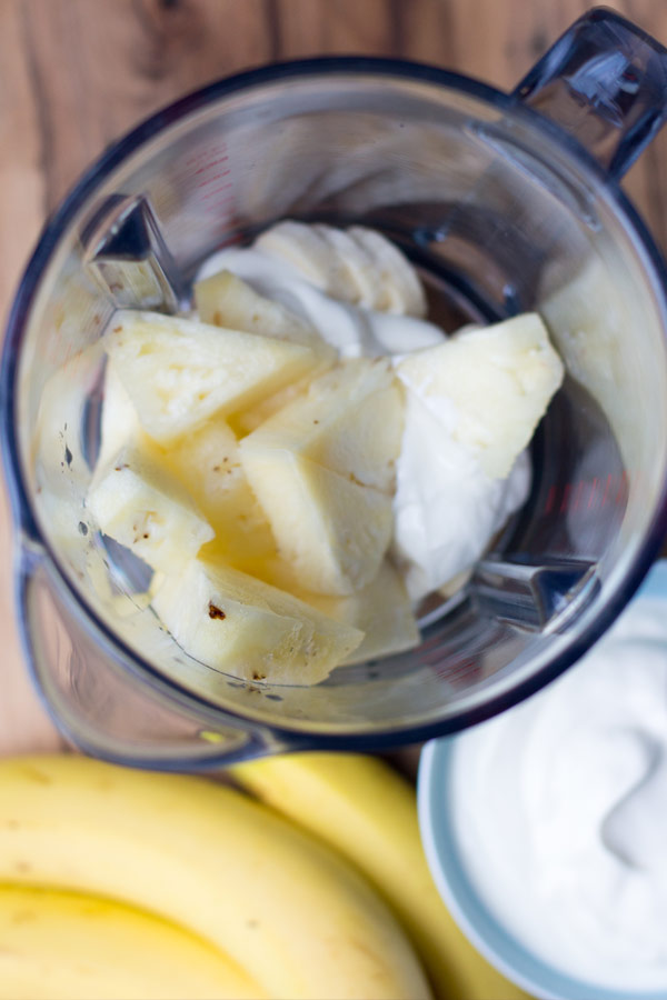 Banana pineapple smoothie with Greek yogurt